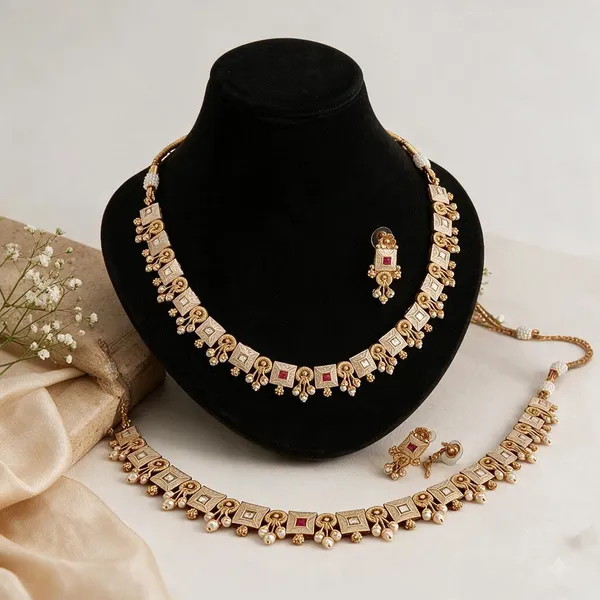 Gold_Brass_Copper_Imitation_Necklace_Set_For_Women