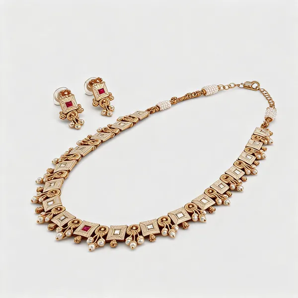 Gold_Brass_Copper_Imitation_Necklace_Set_For_Women