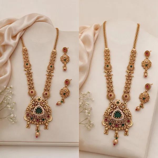 Gold_Brass_&_Copper_Long_Necklace_Set_For_Women