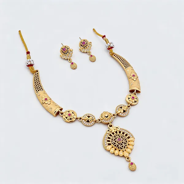 Gold_Brass_Copper_Imitation_Necklace_Set_For_Women