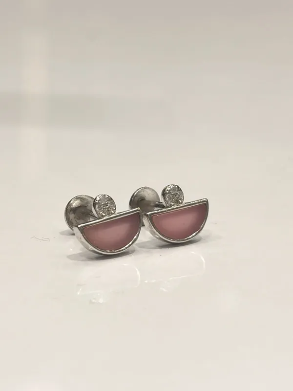 Pink_Silver-Tone_Half-Moon_Stud_Earrings_for_Women