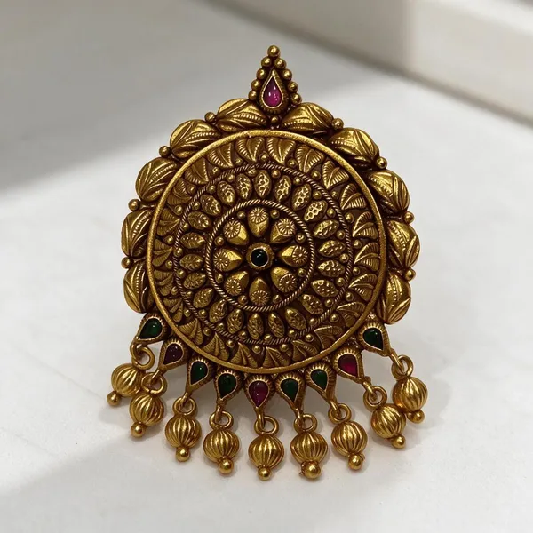 Gold_Tone_Floral_Medallion_Traditional_Pendant_For_Women