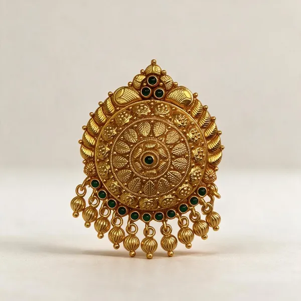 Gold-Tone_Traditional_Embossed_Floral_Pendant_For_Women