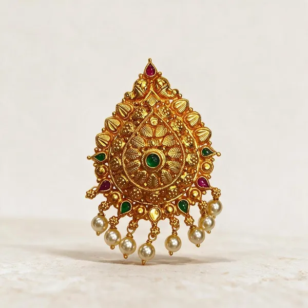 Gold_Tone_Pearl_Drop_Embellished_Traditional_Pendant_For_Women