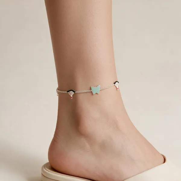 Silver_Fish_Charm_Mint_Green_Accent_Anklets_For_Women
