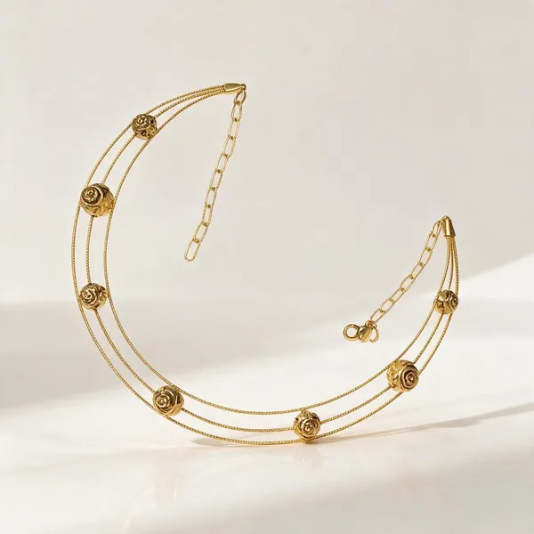 Gold_Tone_Spherical_Beaded_Layered_Necklace_For_Women