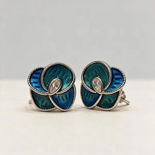 Blue_Silver_Tone_Peacock_Drop_Earrings_For_Women