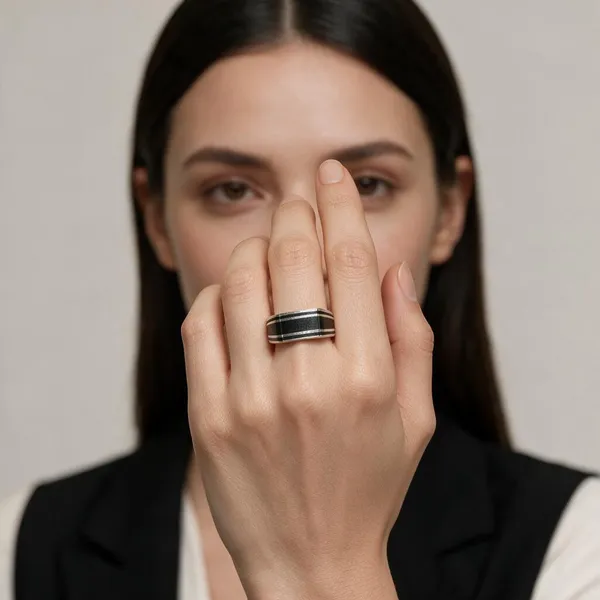 Black_Silver_Tone_Inlay_Band_Ring_For_Men