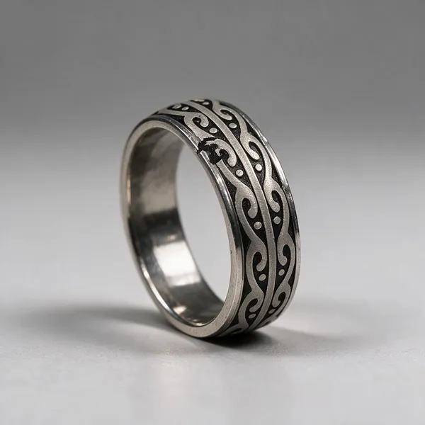 Silver-Tone_Oxidised_Swirl_Pattern_Ring_For_Men