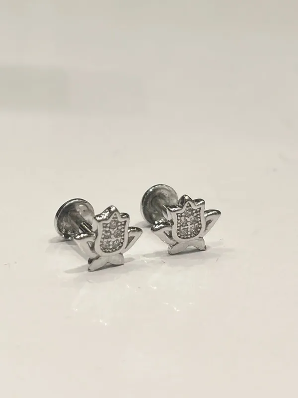 Silver-Tone_Lotus_Stud_Earrings_for_Women