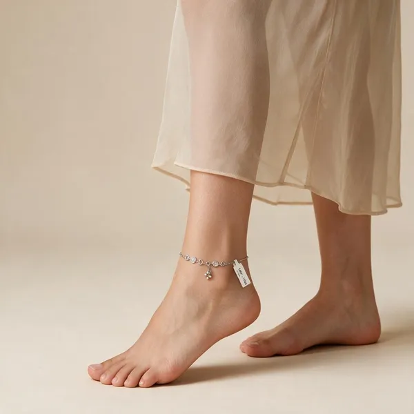 Silver-Tone_Heart_Charm_Anklet_For_Women