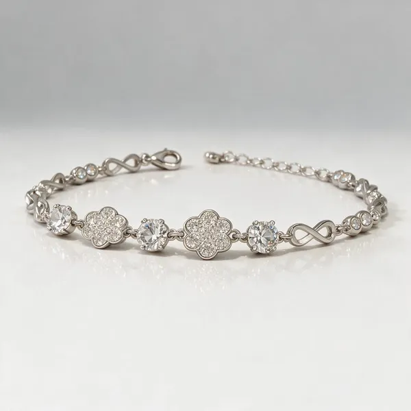 Silver-Tone_Floral_Stone_Embellished_Bracelet_For_Women