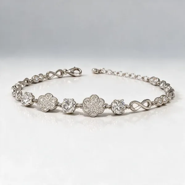 Silver-Tone_Floral_Stone_Embellished_Bracelet_For_Women