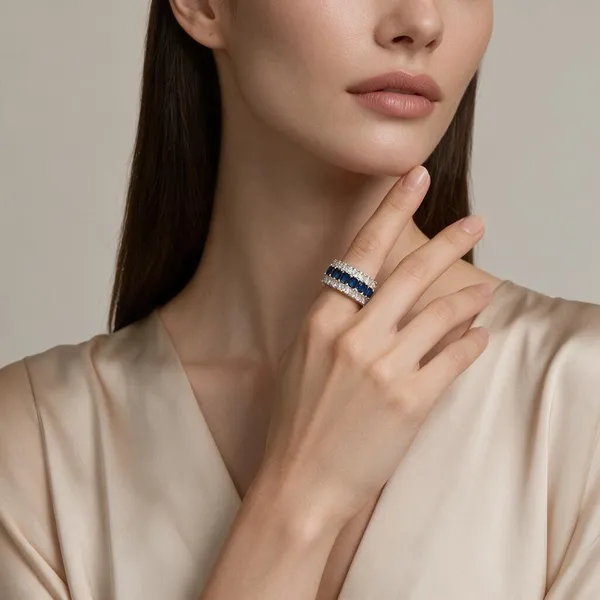 Silver-Tone_Blue_Oval_Stone_Statement_Ring_For_Women