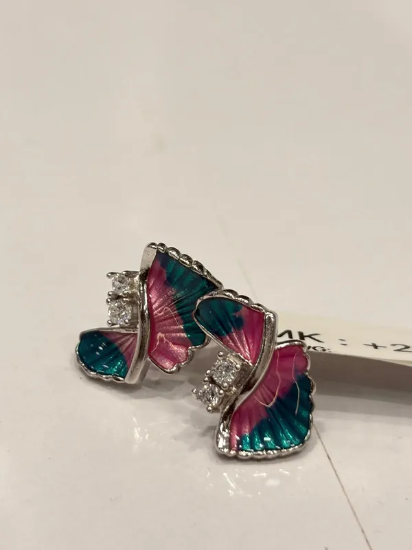 Teal_And_Pink_Butterfly_Drop_Earrings