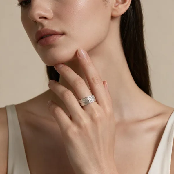 Silver-Tone_Spiral_Engraved_Ring_Set