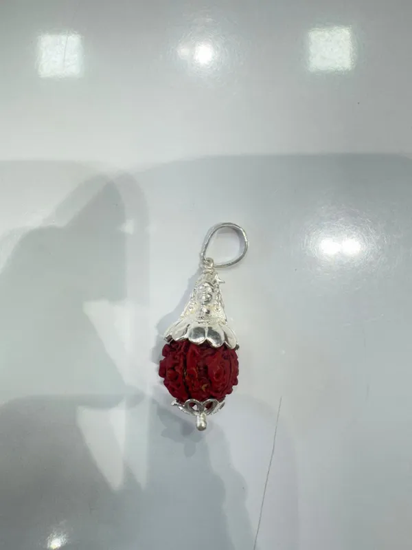 Red_Rudraksha_Silver-Tone_Pendant_Keychain