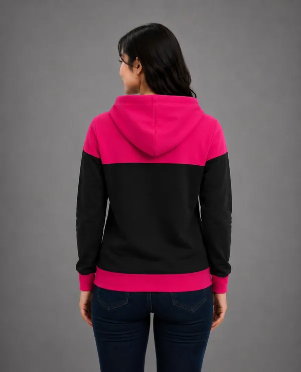 Pink_Black_Fleece_Colorblock_Zip-Up_Hoodie_Jacket_For_Women