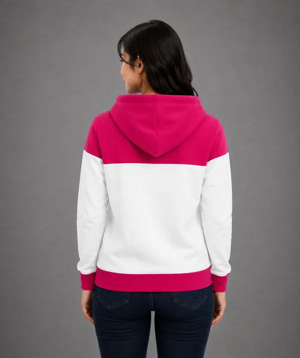 Pink_White_Fleece_Colorblock_Zip-Up_Hoodie_Jacket_For_Women