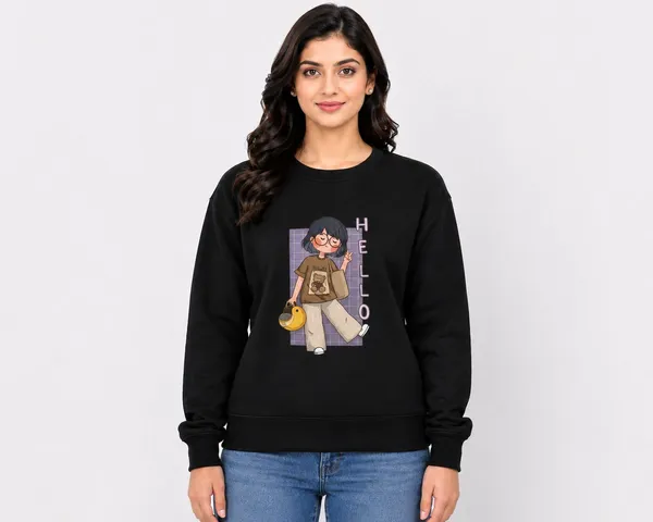 Black_Fleece_Crew_Neck_Cartoon_Graphic_Print_Sweatshirt_For_Women
