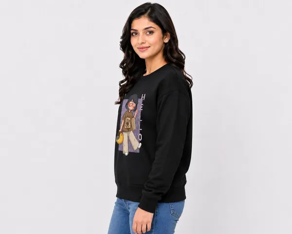 Black_Fleece_Crew_Neck_Cartoon_Graphic_Print_Sweatshirt_For_Women