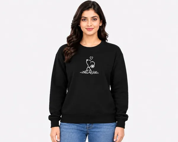 Black_Fleece_Crew_Neck_Snoopy_Graphic_Print_Sweatshirt_For_Women