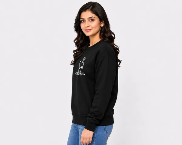 Black_Fleece_Crew_Neck_Snoopy_Graphic_Print_Sweatshirt_For_Women