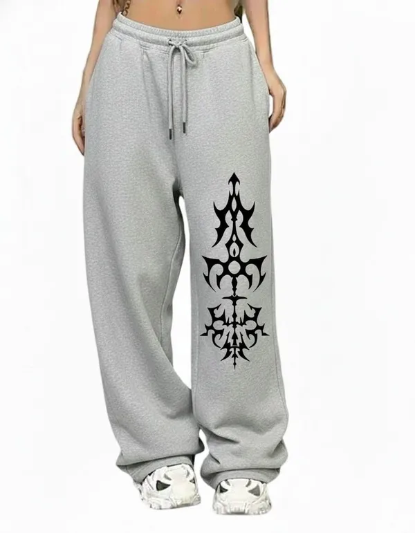 Grey_Pure_Cotton_Wide_Leg_Graphic_Print_Track_Pants_For_Unisex