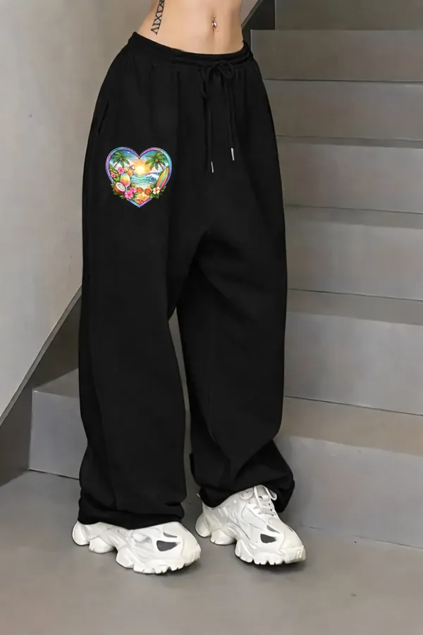 Black_Cotton_Wide_Leg_Summer_Graphic_Print_Track_Pants_For_Women