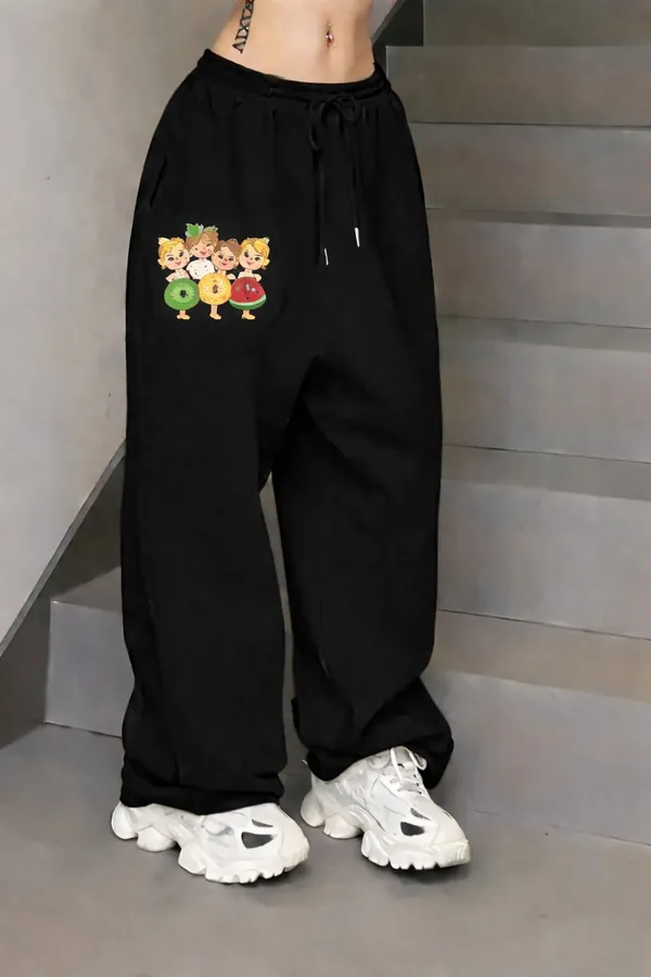 Black_Cotton_Wide_Leg_Summer_Vibes_Graphic_Track_Pants_For_Women