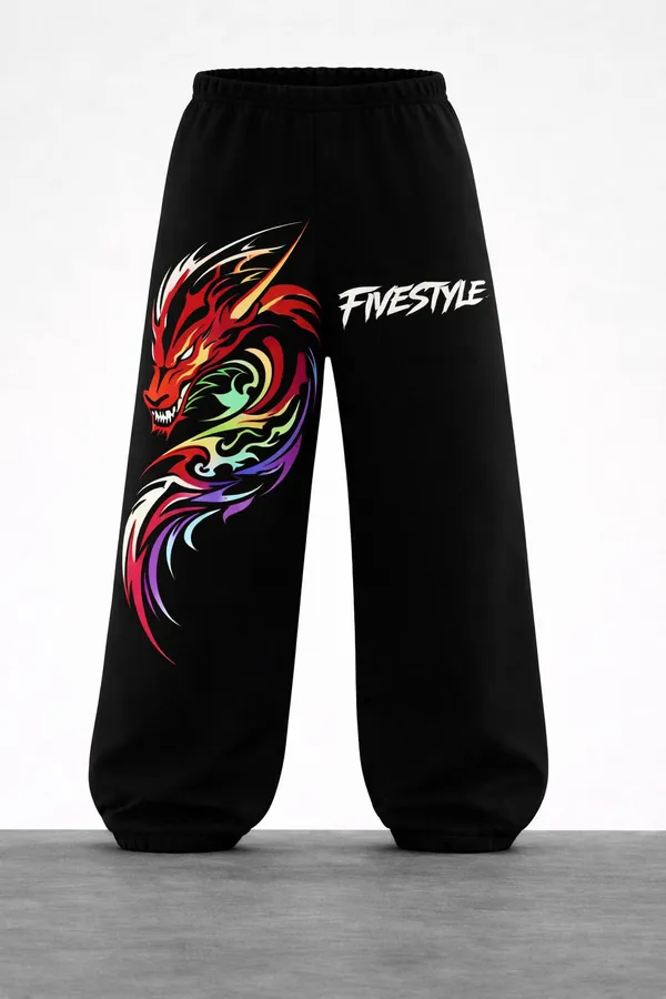 Black_Pure_Cotton_Dragon_Graphic_Print_Track_Pants_For_Unisex