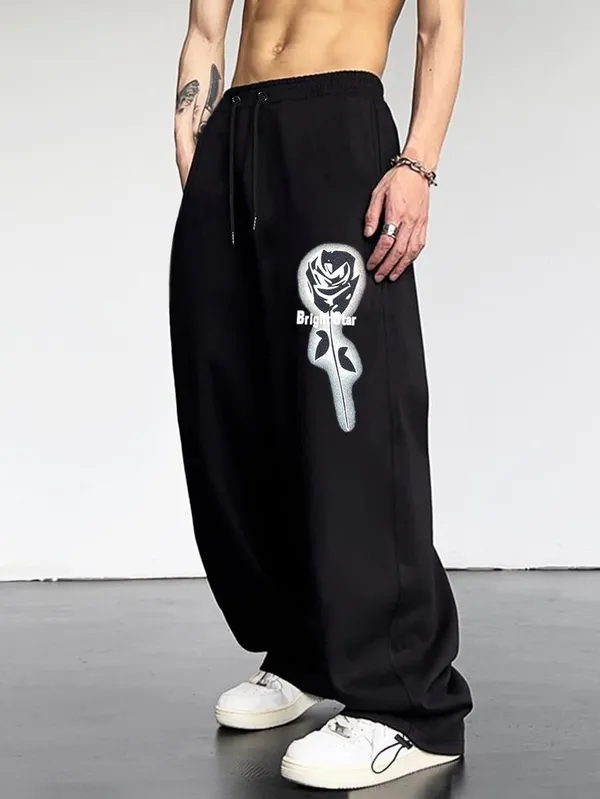 Black_Pure_Cotton_Loose_Fit_Rose_Graphic_Print_Track_Pants_For_Men