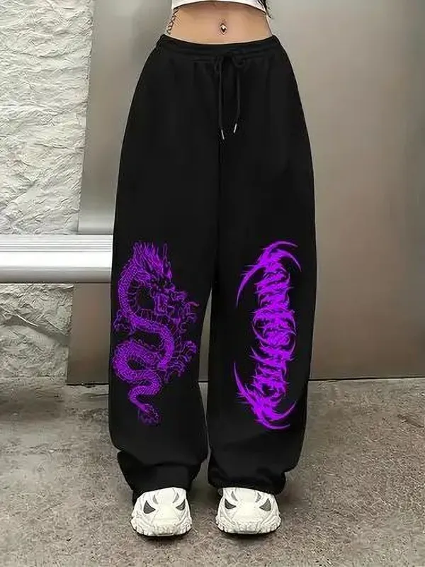 Black_Pure_Cotton_Relaxed_Fit_Purple_Dragon_Graphic_Track_Pants_For_Unisex