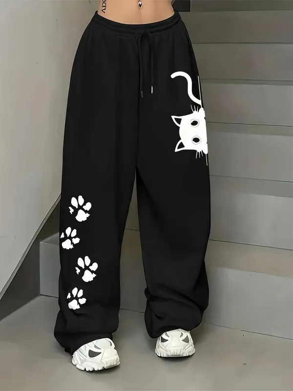 Black_Pure_Cotton_Relaxed_Fit_Cat_Graphic_Print_Track_Pants_For_Unisex