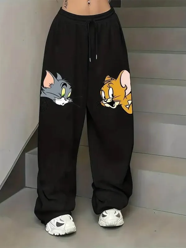 Black_Pure_Cotton_Tom_And_Jerry_Graphic_Print_Track_Pants_For_Unisex