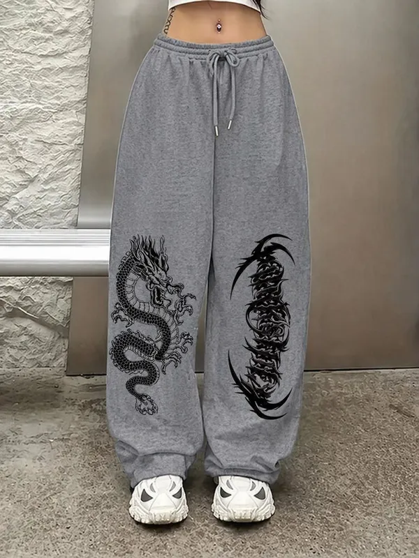 Grey_Pure_Cotton_Baggy_Dragon_Graphic_Print_Track_Pants_For_Women