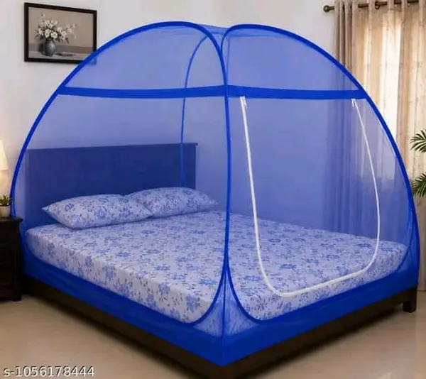 Net_Dome_Plain_Blue_Zippered_Bed_Mosquito_Net
