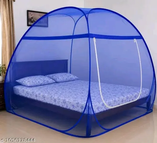 Net_Dome_Plain_Blue_Zippered_Bed_Mosquito_Net