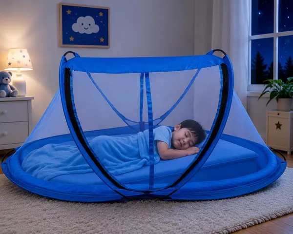 Blue_Net_Pop-Up_Baby_Bed_With_Mosquito_Net