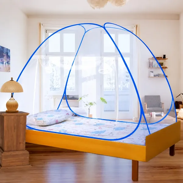 Net_Dome_Plain_Blue_Pop-Up_Bed_Mosquito_Net