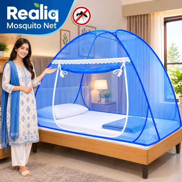 Net_Canopy_Plain_Blue_Lace_Trim_Bed_Mosquito_Net