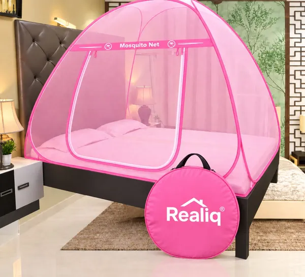 Mesh_Dome_Zippered_Bed_Mosquito_Net_Pink