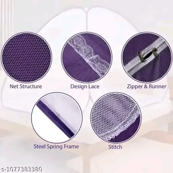 Net_Dome_Plain_Blue_Zippered_Bed_Mosquito_Net