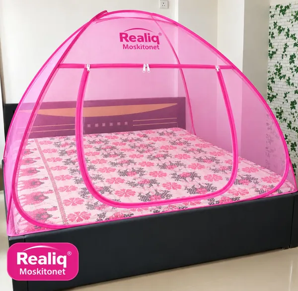 Net_Dome_Plain_Pink_Zippered_Bed_Mosquito_Net