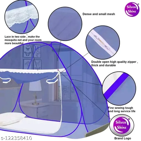 Net_Canopy_Plain_Blue_Lace_Trim_Bed_Mosquito_Net