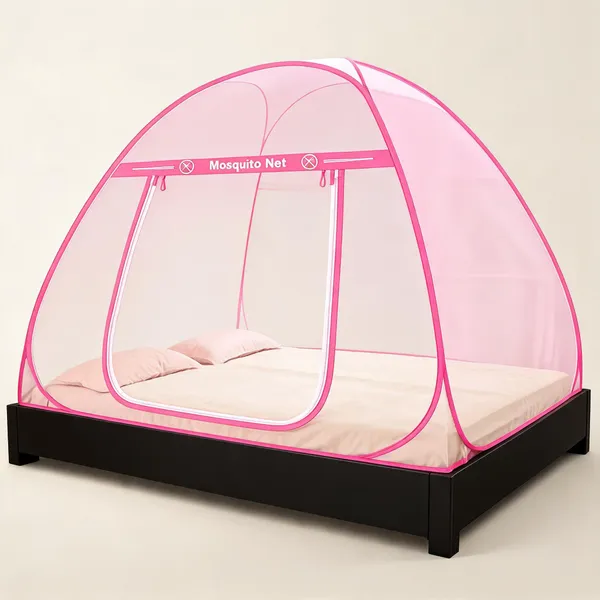 Mesh_Dome_Zippered_Bed_Mosquito_Net_Pink