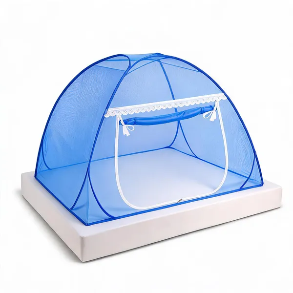 Net_Canopy_Plain_Blue_Lace_Trim_Bed_Mosquito_Net