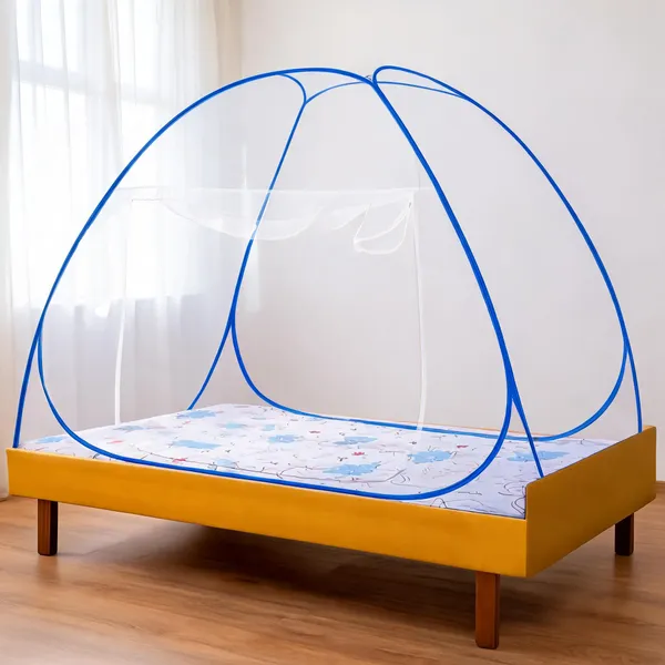 Net_Dome_Plain_Blue_Pop-Up_Bed_Mosquito_Net