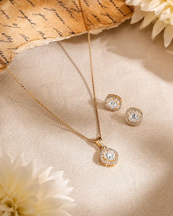 Gold_Silver_Multi-Stone_Bezel-Set_Gold-Tone_Necklace_For_Women