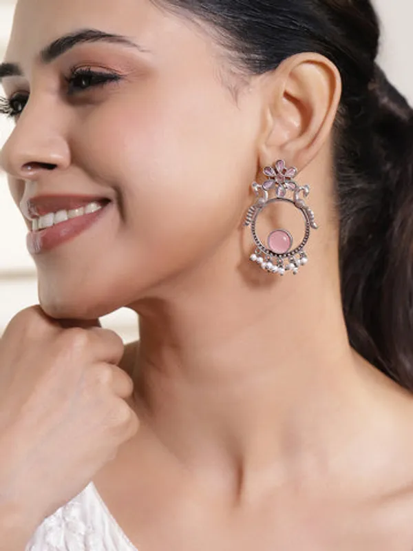 Silver_Oxidised_Pink_Stone_Peacock_Chandbali_Earrings_For_Women